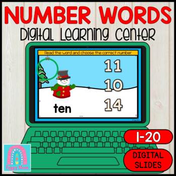 Preview of Kindergarten Digital Center : MATH : Snowman Number Words (0-20)