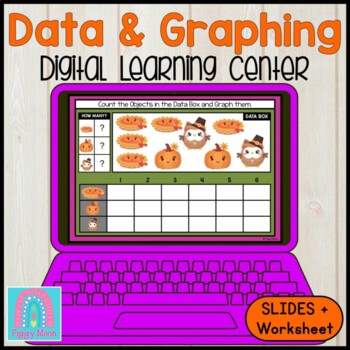 Preview of Kindergarten Digital Center : MATH : Thanksgiving Data and Graphing