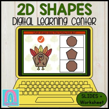 Preview of Kindergarten Digital Center : MATH : Turkey 2D Shapes