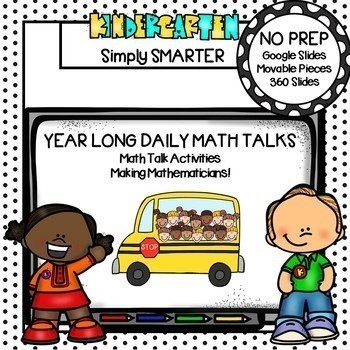 Preview of Kindergarten Digital Daily Math Talks For GOOGLE SLIDES Year Long Bundle