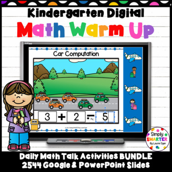 Preview of Kindergarten Digital Daily Math Warm Up For GOOGLE SLIDES YEARLONG BUNDLE