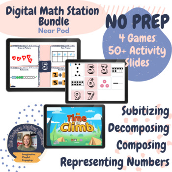 Preview of Kindergarten Digital Math Center Bundle | NO PREP