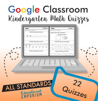 Preview of Kindergarten Digital Math Quizzes, Google Math Assessments, Kindergarten