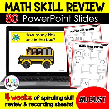 Preview of Kindergarten Digital Math Skill Review | AUGUST