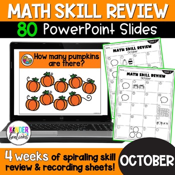 Preview of Kindergarten Digital Math Skill Review | OCTOBER