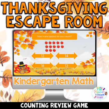 Preview of Kindergarten Digital Thanksgiving Math Escape Room Game Fall Activity Spiral