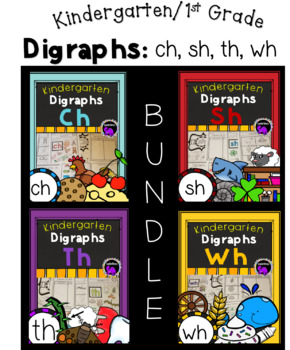 Preview of Kindergarten Digraphs The Bundle: ch, sh, th, wh