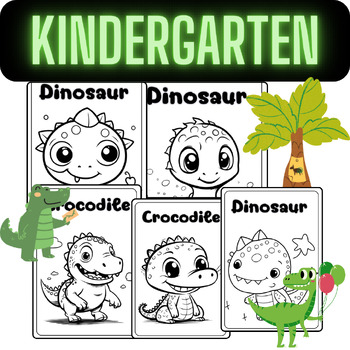 Preview of Kindergarten Dinosaur & Crocodile Coloring Pages. Activity