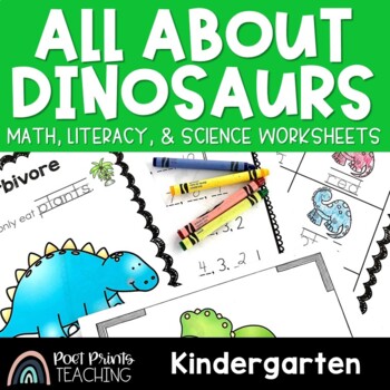 Preview of Kindergarten Dinosaur Worksheets, Math, Literacy