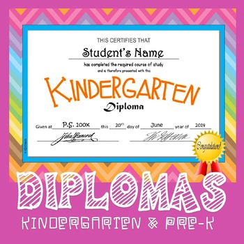 Preview of Kindergarten & Pre-K Diplomas (Editable)