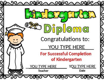 Kindergarten Diploma: Editable Kinder Diplomas by Bilingual Teacher World
