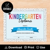 Kindergarten Diploma, Editable & Printable Blue Graduation