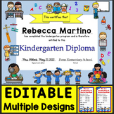 Kindergarten Diplomas, Certificates, Graduation Invitations Editable