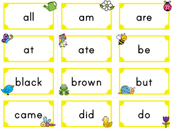 Kindergarten - Dolce Sight Words - 52 Spring Themed Flash Cards | TpT