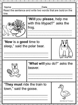sentences kindergarten reading worksheets sight words