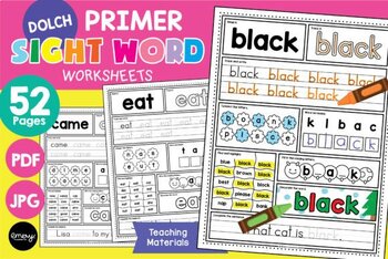 Preview of Kindergarten Dolch Sight Word Worksheets