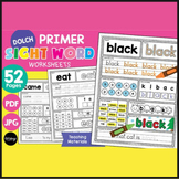 Kindergarten Dolch Sight Word Worksheets | Pre K & K Grade