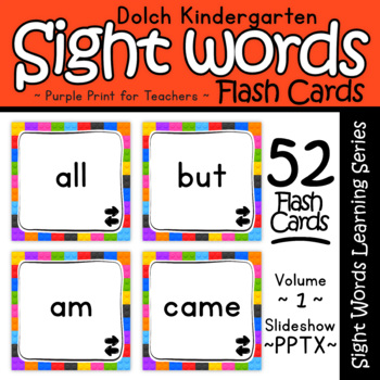 Dolch Pre-Primer & Primer Sight Words Fluency Flashcards, Reading ...