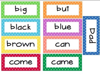 Kindergarten Dolche Word Wall Words- Small by Cupcakes and Polka Dots