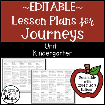 Preview of Journeys Lesson Plans Kindergarten Unit 1 EDITABLE