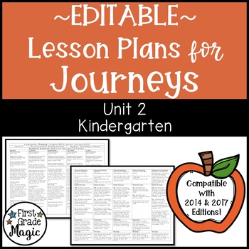 Preview of Journeys Lesson Plans Kindergarten Unit 2 EDITABLE