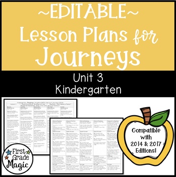 Preview of Journeys Lesson Plans Kindergarten Unit 3 EDITABLE