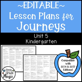 Preview of Journeys Lesson Plans Kindergarten Unit 5 EDITABLE