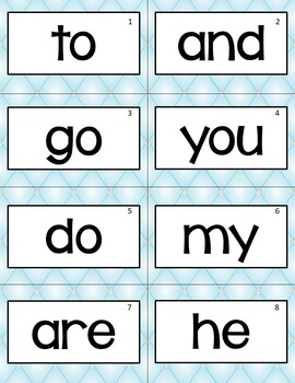 free kindergarten sight words flash cards