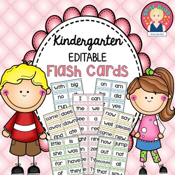 Preview of Sight Word Flash Cards for Kindergarten {EDITABLE}