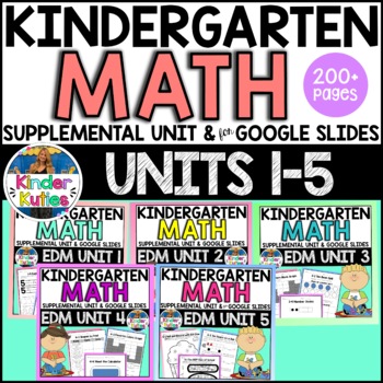 Preview of Kindergarten MATH | EDM Supplement Unit 1-5 Worksheet Bundle | Google Slides