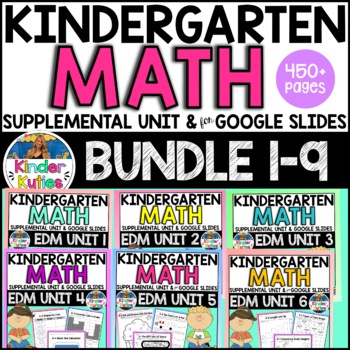 Preview of Kindergarten MATH | EDM Supplemental Units 1-9 Worksheet Bundle | Google Slides