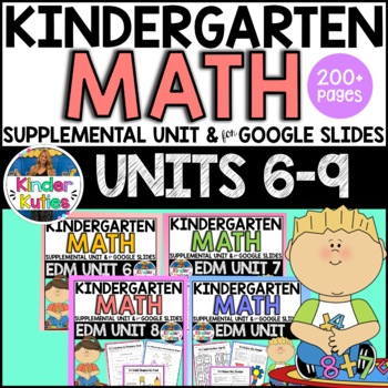 Preview of Kindergarten MATH | EDM Unit 6-9  Worksheet & Vocabulary Bundle | Google Slides