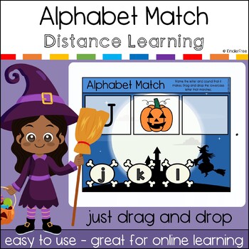 Kindergarten ELA Halloween Interactive Google Classroom Distance Learning