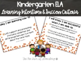 Kindergarten ELA Learning Intentions and Success Criteria