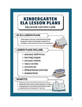 Preview of Kindergarten ELA Lesson Plans - Delaware Common Core