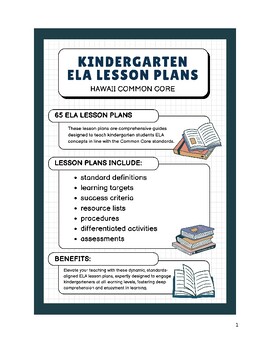 Preview of Kindergarten ELA Lesson Plans - Hawaii Common Core