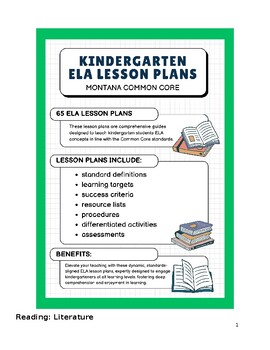 Preview of Kindergarten ELA Lesson Plans - Montana Common Core