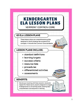 Preview of Kindergarten ELA Lesson Plans - Vermont Common Core