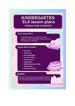 Preview of Kindergarten ELA Lesson Plans - Virginia Common Core