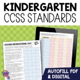 Kindergarten ELA & MATH CCSS I Can Checklists  |  Autofill