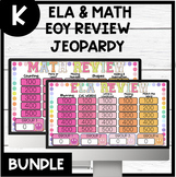 Kindergarten ELA & Math EOY Review | Jeopardy Game NO PREP