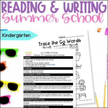 Preview of Kindergarten ELA Reading and Writing Summer School Curriculum - Letters & Sounds