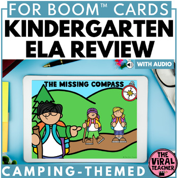 Preview of Kindergarten ELA Review Game for End of the Year Activities Boom™ Cards