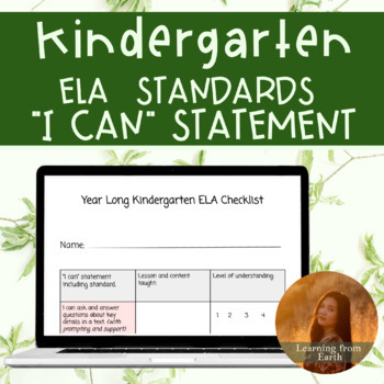 Preview of Kindergarten ELA Standards Checklist