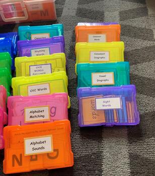 Preview of Kindergarten ELA bundle centers task box phonics