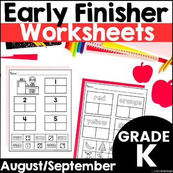 Preview of August and September Fall Early Finisher Worksheet Packets for Kindergarten