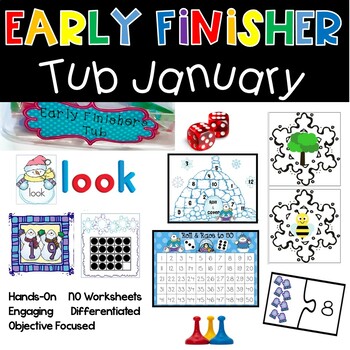 Preview of Kindergarten Early Finishers Tub for January