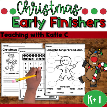 Preview of Kindergarten Early Finishers Workbook Christmas