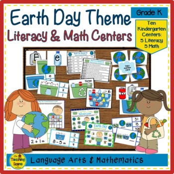 Preview of Kindergarten Earth Day Themed Literacy & Math Centers & Activities