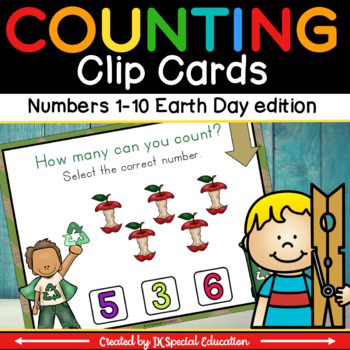 Preview of Kindergarten Earth Day activity | Counting to 10 math Clip Cards